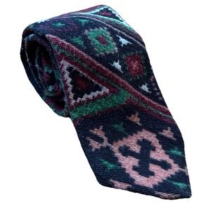 Throat Threads Tie Cotton Blend Black Red Geometric Aztec Cowboy Western 90s